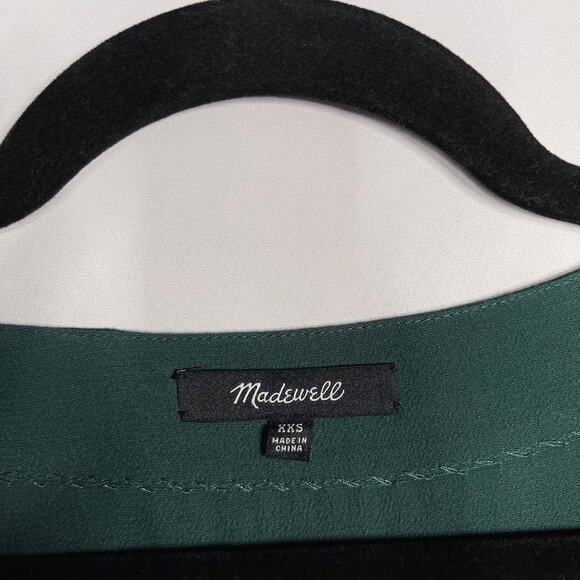 Madewell 2XS XXSmall Emerald Green Novel Dress VNeck Short Sleeve Shift Mini - Picture 5 of 8